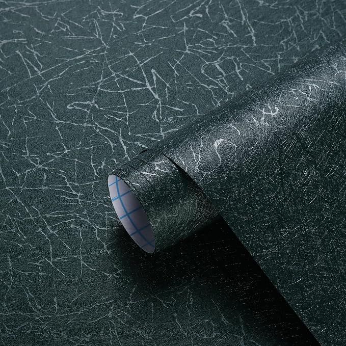 Safiyya Wallpaper Blackish Green Silk Peel and Stick Wallpaper Textured Green Contact Paper Removable Solid Color Self Adhesive Wall Paper Vinyl Rolls 118"x 17.3" by SAFIYYA