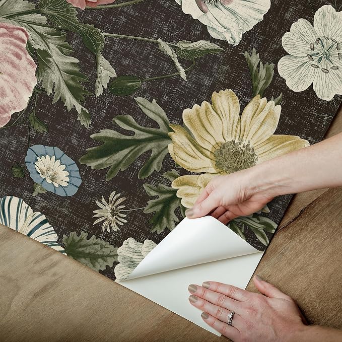 Vintage Poppy Black Peel and Stick Wallpaper by RoomMates, RMK12810PL - Image 4