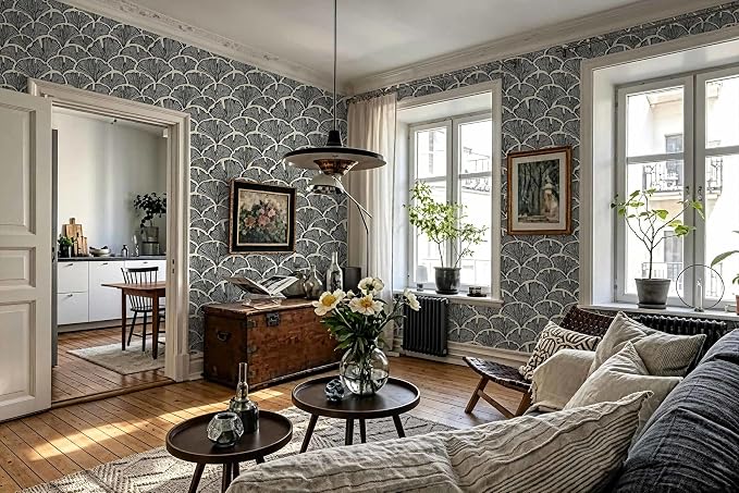 Vintage Peel and Stick Wallpaper Beige Black Wallpaper Farmhouse Cottage Leaf Contact Paper Renter Friendly Removable Wall Paper Botanical for Cabinets Bathroom Kitchen Laundry Vinyl 362"x 17.3" - Image 4