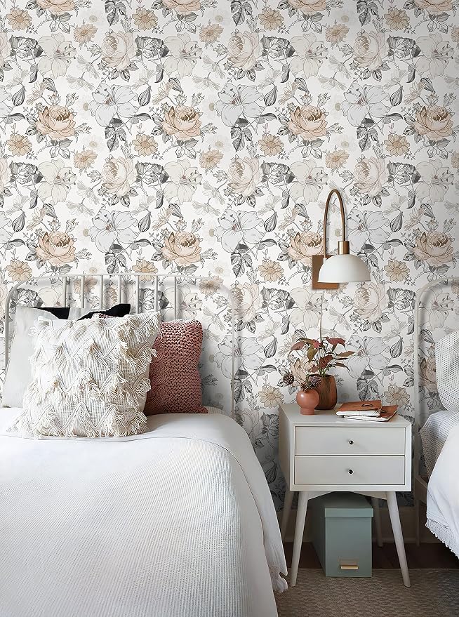 Hopepak 15.5'' x 394'' Floral Peel and Stick Wallpaper for Bedroom Modern Self Adhesive Removable Contact Paper Waterproof Vinyl Roll for Bathroom Living Room Nursery Wall Decorative - Image 2