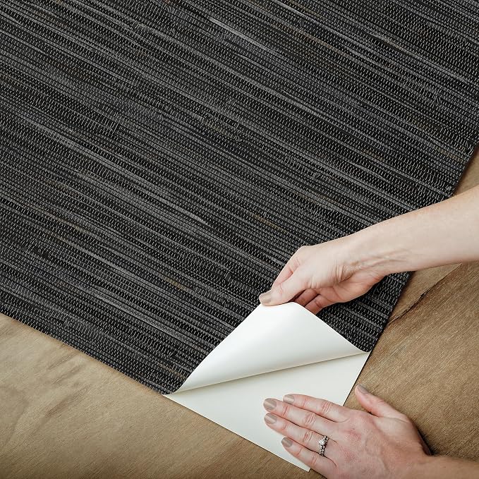 NuWallpaper Black Grassweave Peel and Stick Wallpaper, Textured Removable Wallpaper, Renter-Friendly, 20.5 in x 18 ft - Image 6