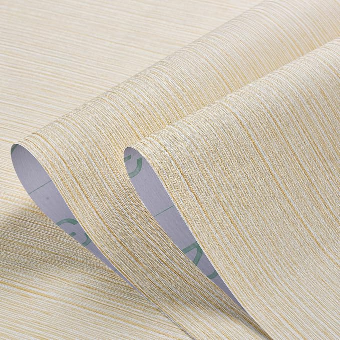 Haimin Grasscloth Wallpaper Textured 24in X 393in Fabric Contact Paper Textured Linen Wall Paper Peel and Stick Self-Adhesive Thick Vinyl Embossed Wallpaper (Yellow) - Image 9