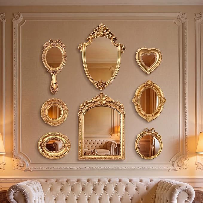 Vintage Mirror Set,11in/10in/5in/3in,Elegant Style,8 Pcs by Unknown