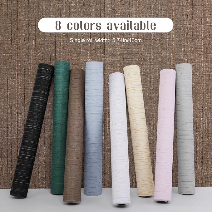 Brown Grasscloth Peel and Stick Wallpaper Vintage Texture Removable Waterproof Wallpaper for Room Walls, Cabinets, Furniture, Drawers, Desk A Set of 15.7"x300" - Image 2