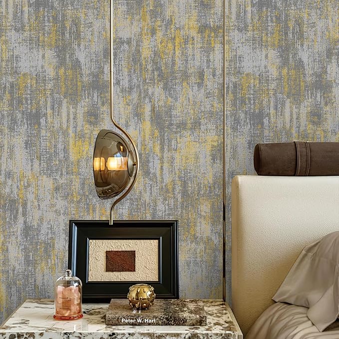 JiffDiff Vintage Metallic Peel and Stick Wallpaper Self Adhesive Industrial Metallic Concrete Wall Paper Modern Stick on Wallpaper Contact Paper(17.3" x 400" Light Gray) - Image 7