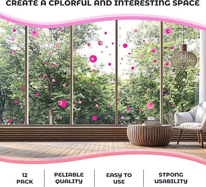 Zonon 264 Pcs Pink Polka Dot Wall Decals, Circle Vinyl Peel and Stick | Removable Stickers for Nursery Bedroom Playroom Classroom, Colorful Circle Design, Easy Apply and Reposition, Safe Vinyl - Image 7
