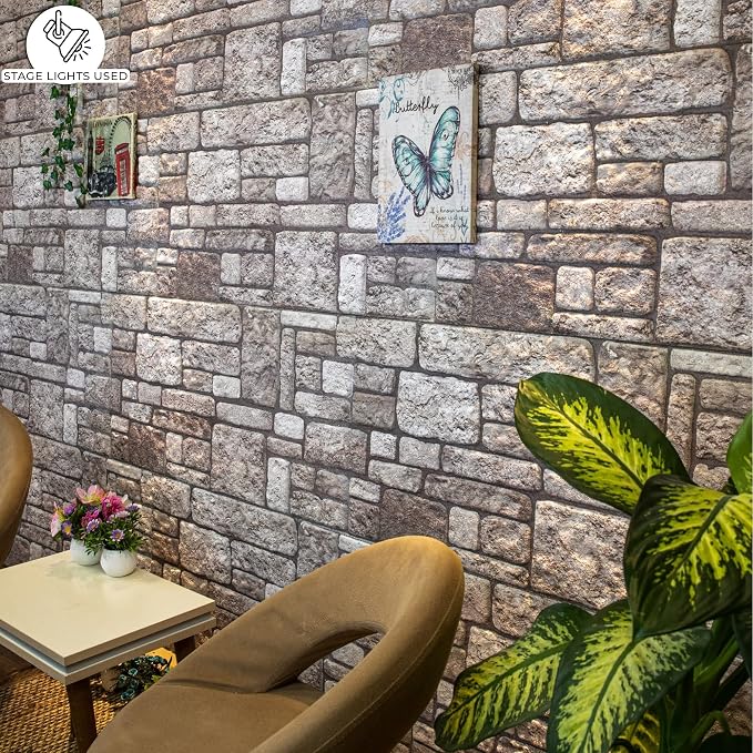 Dundee Deco 3D Wall Panels Faux Brick - Cladding, Grey Stone Look Wall Paneling, Styrofoam Facing for Living Room, Kitchen, Bathroom, Balcony, Bedroom, Set of 10, Covers 53 sq ft - Image 6