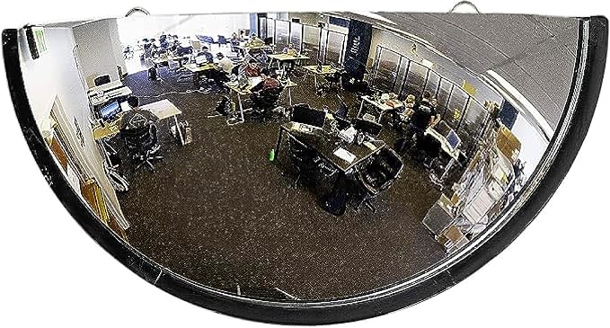 18” Acrylic Bubble Half Dome Mirror with Black Rim, Round Indoor Security Mirror for Driveway Safety Spots, Outdoor Warehouse Side View, Circular Wall Mirror for Office Use - Vision Metalizers (DPB1812) by VisionMetalizersInc