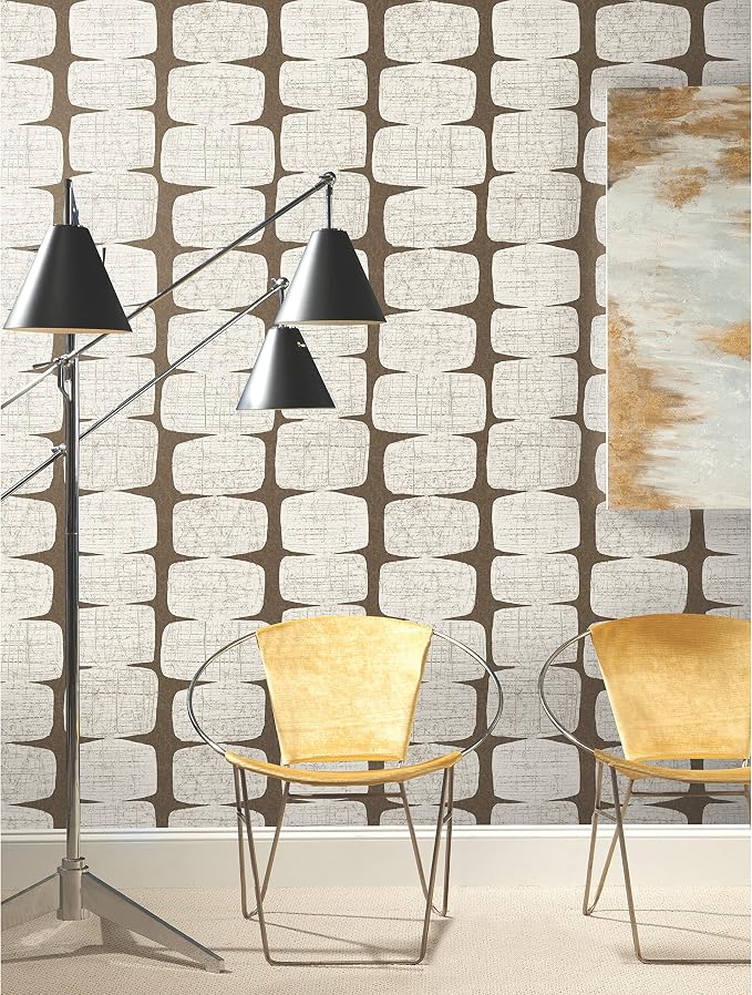 RoomMates RMK12349PL Mid-Century Beads Peel and Stick Wallpaper, Brown - Image 8