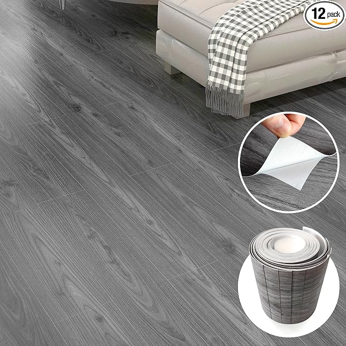 Lareko Peel and Stick Floor Tile, Waterproof Vinyl Plank Flooring | 12-Pack 18 Sq.Ft Self-Adhesive Laminate Vinyl Tiles,Realistic Wood Grain for DIY Bathroom, Laundry Room & Rental Upgrades by Lareko
