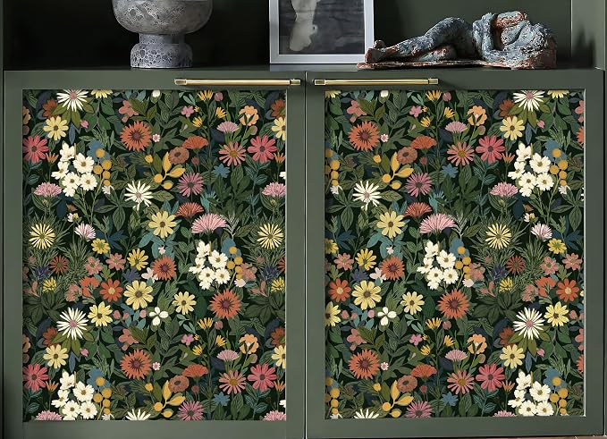 Peel and Stick Wallpaper Floral Contact Paper for Cabinets/Kitchen/Bathroom | Textured Vinyl Stick on Wall paper, Removable, Waterproof, Self-adhesive, Boho, for bedroom/rv/laundry room 17.3" x 118" - Image 6