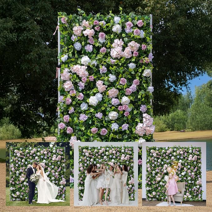 4ft*8ft Artificial Flower Wall Panels, 3D Silk Floral Wall Backdrop | Rose Roll Up Wall for Wedding, Baby Show, Party and Home Decor, Quick Assembly/Storage, Both Eco ＆ Pet Friendly, by COCOFLOWERWALL