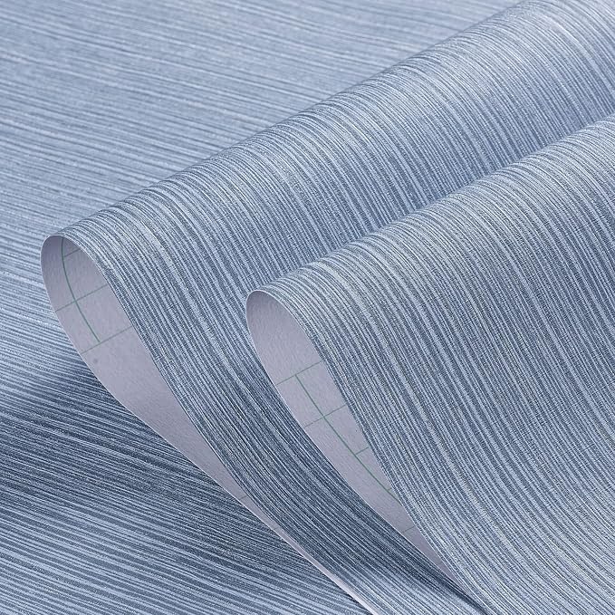 Haimin Grasscloth Wallpaper Textured 24in X 393in Fabric Contact Paper Grey Blue Wall Paper Textured Linen Peel and Stick Self-Adhesive Thick Vinyl Embossed Film Wallpaper (Gray Blue) | Grey Blue Wall Paper Textured Linen Peel and Stick Self-Adhesive T... - Image 7