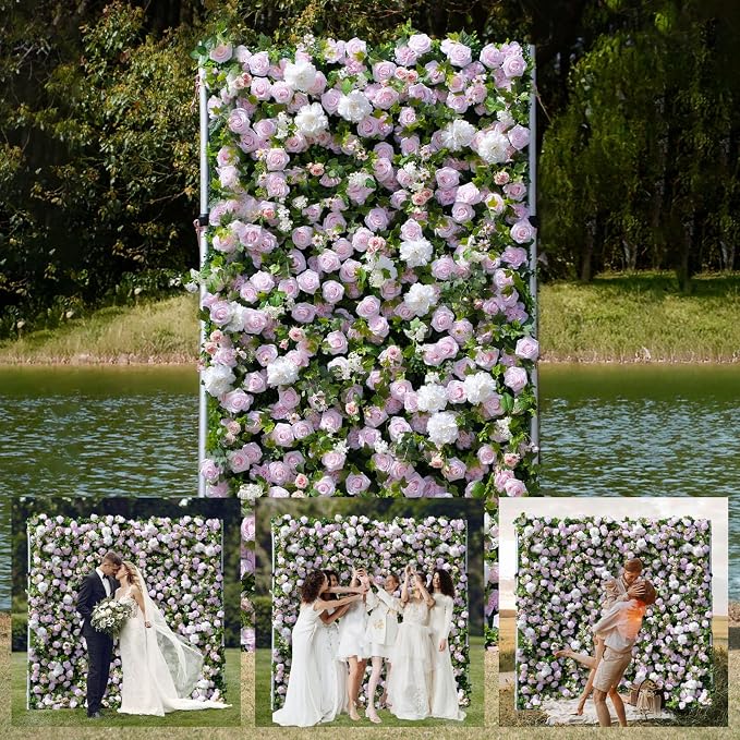 4ft*8ft Artificial Flower Wall Panels, 3D Silk Floral Wall Backdrop | Rose Wall for Wedding, Baby Show, Party and Home Decor, Quick Assembly/Storage, Both Eco ＆ Pet Friendly by COCOFLOWERWALL
