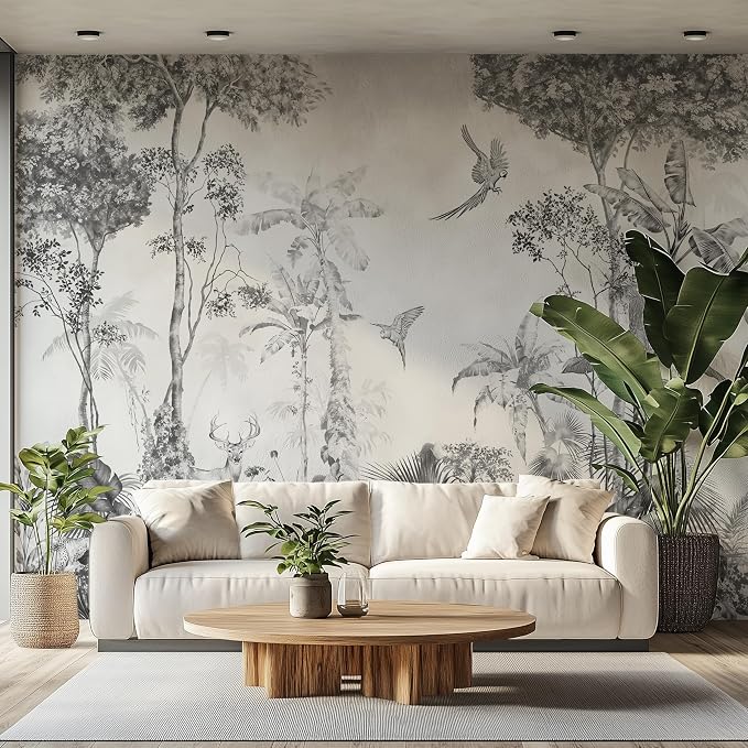 Vintage Tropical Botanical Peel and Stick Wall Mural, Canvas Wallpaper | Large Removable Mural Panels for Bedroom, Living Room, Office or Accent Wall Decor, Easy to Install - Image 2