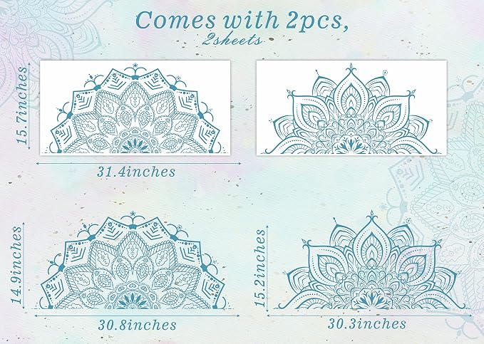 Large Mandala Wall Stickers Mandala Window Decals Yoga Room Wall Decoration | Headboard vinyl decoration, lotus peel and stick stickers, removable self adhesive decals, for bedroom living room yoga room - Image 2