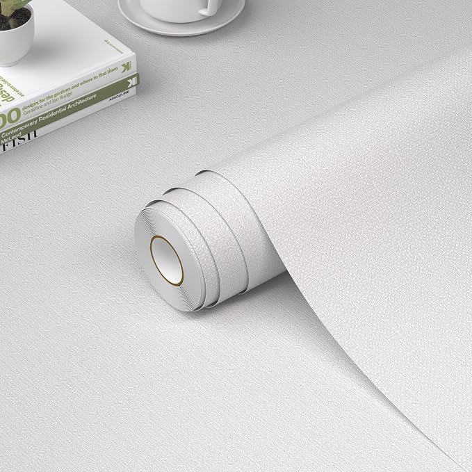 WADILE Grasscloth Peel and Stick Wallpaper 15.7in x 787.4in, Textured Contact Paper for Cabinets, Faux Linen Wall Paper Pull and Stick, Fabric Vinyl Wallpaper Self Adhesive White | Textured contact paper, Faux linen, Vinyl material, Cabinets, Self adhe... by WADILE