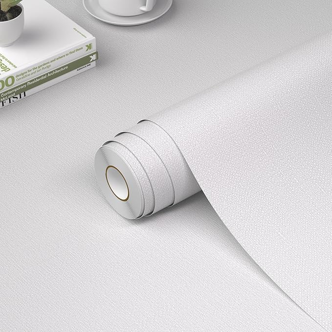 WADILE Grasscloth Peel and Stick Wallpaper 15.7in x 393.7in, Textured Contact Paper for Cabinets, Faux Linen Wall Paper Pull and Stick, Fabric Vinyl Wallpaper Self Adhesive White | Textured contact paper, Faux linen, Vinyl material, Cabinets, Self adhe... by WADILE