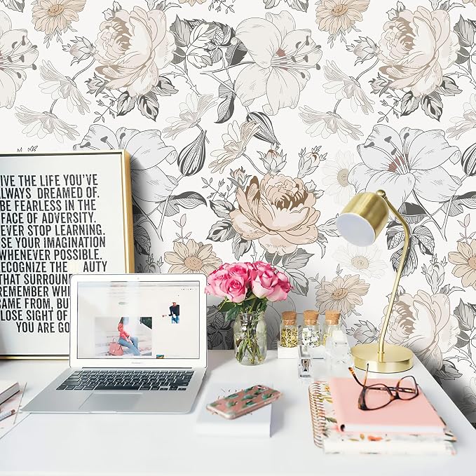 Hopepak 15.5'' x 394'' Floral Peel and Stick Wallpaper for Bedroom Modern Self Adhesive Removable Contact Paper Waterproof Vinyl Roll for Bathroom Living Room Nursery Wall Decorative - Image 7