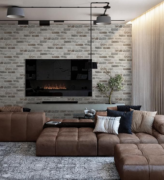 Guvana 17.3"×787" Brick Peel and Stick Wallpaper Grey Brown Wallpaper | 3D Self Adhesive Wall Paper Removable Contact Paper Brick Textured Vintage Wallpaper Decorative Wall Classroom Covering - Image 4