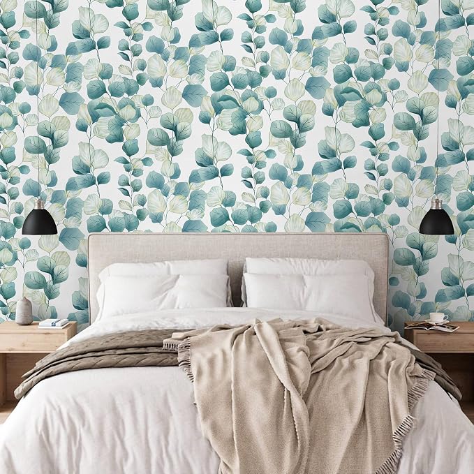 Timeet Peel and Stick Wallpaper Boho Leaf Contact Paper Removable Self Adhesive Vinyl Wall Paper Green and White Wall Mural Decoral for Cabinets and Drawers Countertops Waterproof 17.7"x 393.7" - Image 7