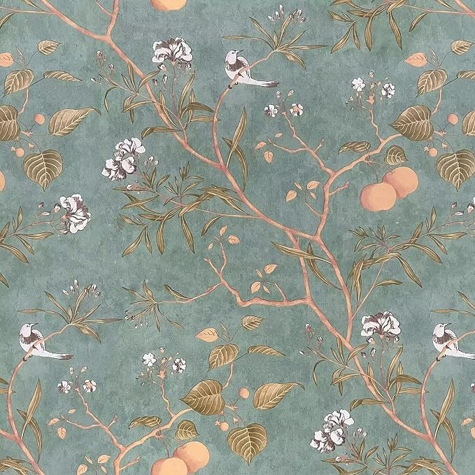 Laatse Vintage Leaf Wallpaper Peel and Stick 17.5" x 197", Sage Green | Self Adhesive/Removable/Waterproof/Thick Vinyl Contact Paper for Bathroom Bedroom Shelf Cabinet Drawer,Prepasted,Easy Peel by Laatse