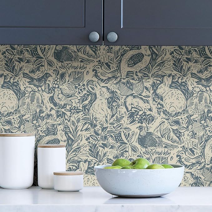 NuWallpaper Blue Terrene Peel and Stick Wallpaper, Blue Abstract Removable Contact Paper for Walls, Self Adhesive Wall Covering for Bedroom Living Room Accent Wall - Image 3