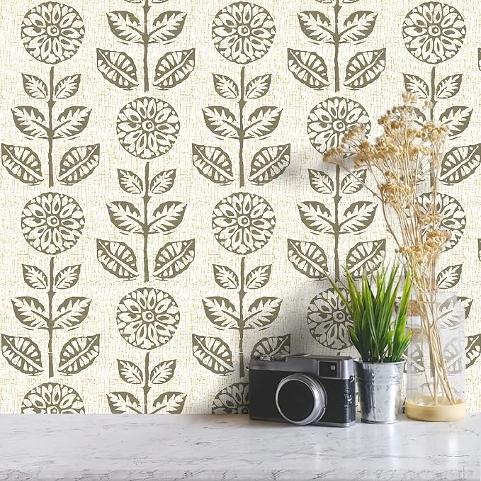 Wudnaye Vintage Floral Peel and Stick Wallpaper for Farmhouse 17.7in×197in | Tulip Peel and Stick Wallpaper Floral Contact Paper Boho Self Adhesive Removable Wall Paper Waterproof for Bathroom Kitchen by Wudnaye