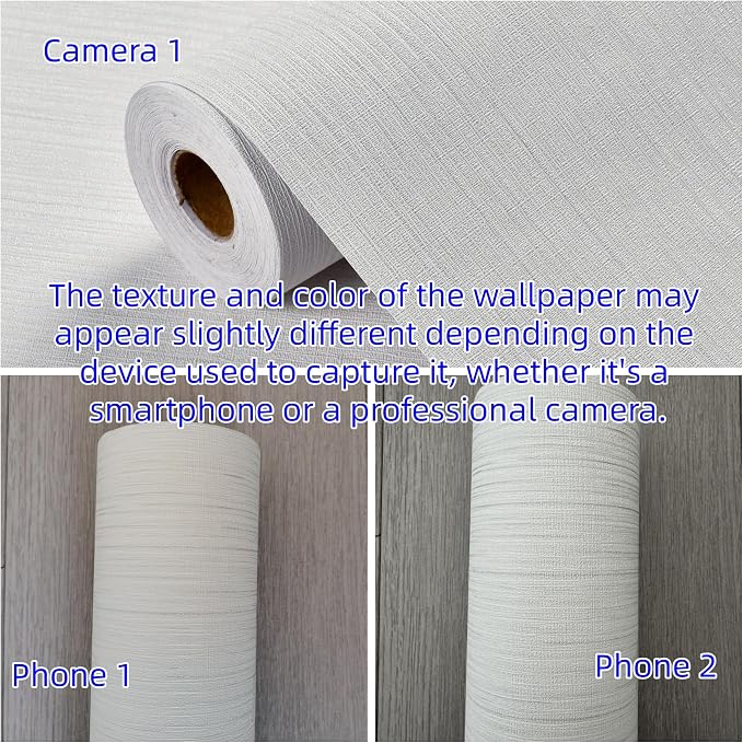 Haimin Grasscloth Textured Wallpaper 24in X 393in Fabric Contact Paper White Wall Paper Linen Peel and Stick Self-Adhesive Thick Vinyl Embossed Film Wallpaper (White) - Image 5