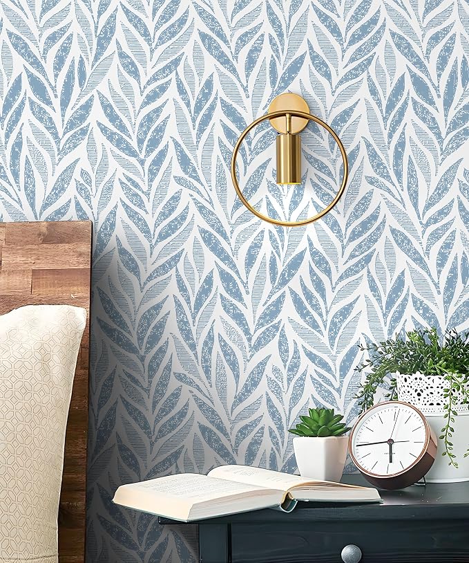 Safiyya 393"x17.3" Blue Peel and Stick Wallpaper Boho Contact Paper Modern Stick on Wallpaper for Bathroom Adhesive Kitchen Wall Paper Vinyl Rolls - Image 2