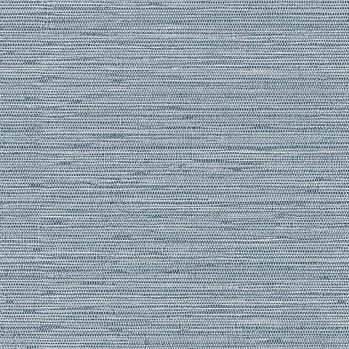 HueBurst Grasscloth Peel and Stick Wallpaper 17.3" x 394" Blue Textured Grasscloth Wall Paper Renter Friendly Wallpaper Self Adhesive Removable for Bathroom Bedroom by HueBurst