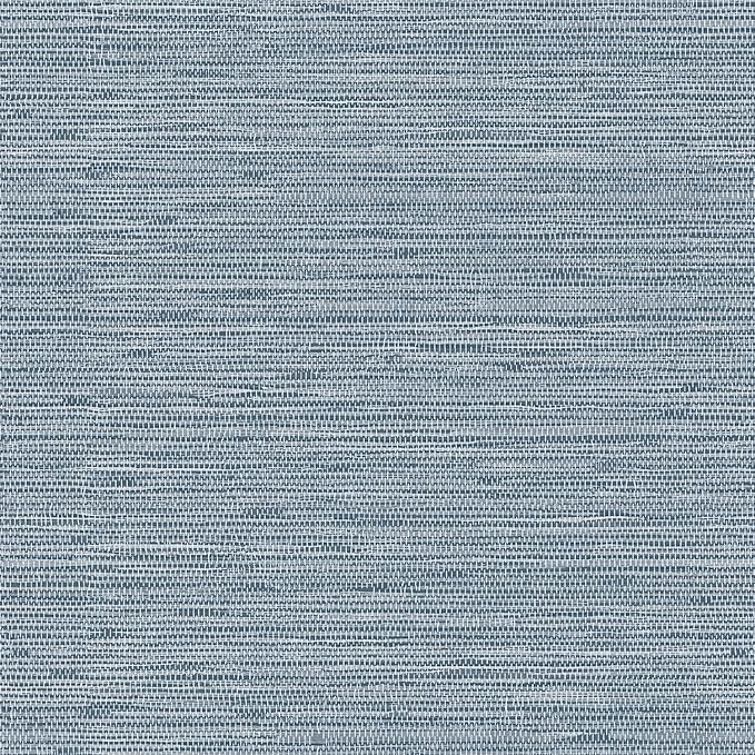HueBurst Grasscloth Peel and Stick Wallpaper 17.3" x 197" Blue Textured Grasscloth Wall Paper Renter Friendly Wallpaper Self Adhesive Removable for Bathroom Bedroom by HueBurst