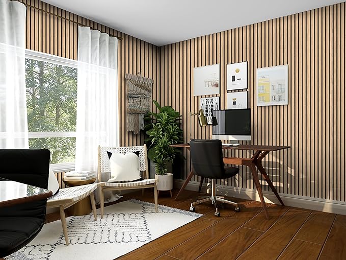 myforHD Wallpaper Peel and Stick 17.3" x 118" Wood Grating Stripe Self-Adhesive Wallpaper Faux Wood Contact Paper Wood Slats Self Adhesive Wall Paper PVC Vinyl Film Removable Waterproof - Image 6