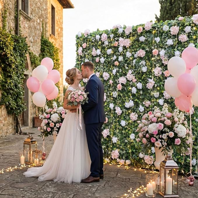 8ft*8ft Pink Artificial Flower Wall Panels,3D Silk Floral Backdrop | Quick Assembly and Storage, Both Eco ＆ Pet Friendly Perfect for Wedding, Baby Show, Party and Home Decor - Image 3