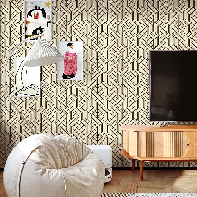 MelunMer Brown Geometric Wallpaper Peel and Stick Removable 17.7”×197” - Image 5