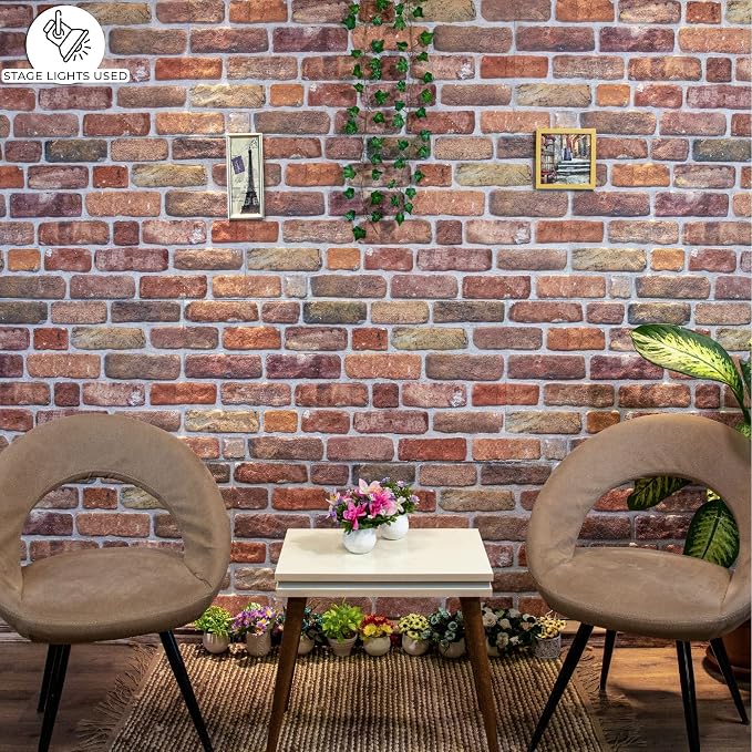 Dundee Deco 3D Wall Panels Faux Brick - Cladding, Brown Beige Stone Look Wall Paneling, Styrofoam Facing for Living Room, Kitchen, Bathroom, Balcony, Bedroom, Set of 10, Covers 53 sq ft - Image 7