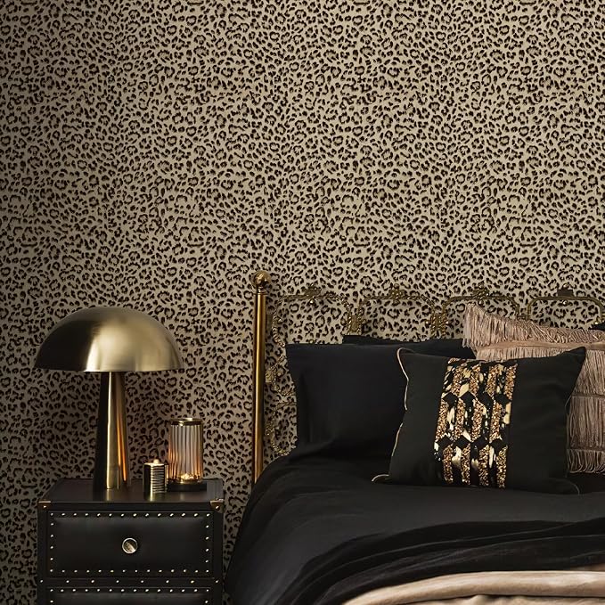 JiffDiff Leopard Print Peel and Stick Wallpaper, Waterproof Removable Self Adhesive Textured Wall Paper, Yellow Unique Funky Cheetah Contact Paper for Bedroom and Bathroom 240"X17.3"(28.8 sq. ft) - Image 2