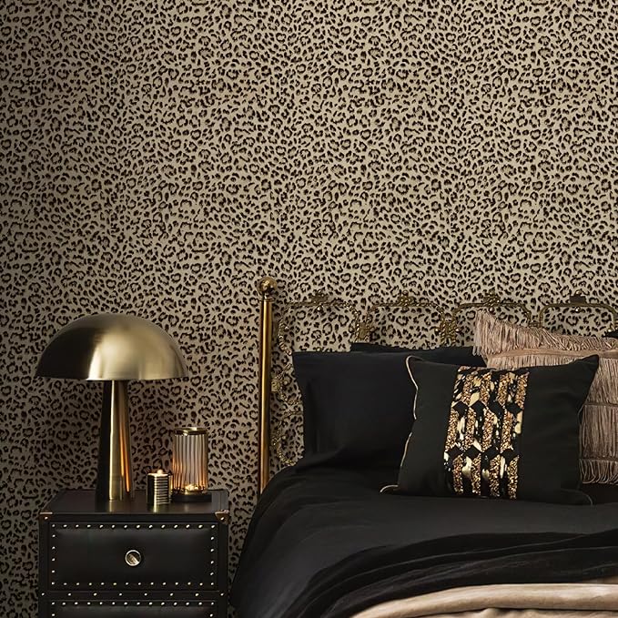 JiffDiff Leopard Print Peel and Stick Wallpaper, Waterproof Removable Self Adhesive Textured Wall Paper, Yellow Unique Funky Cheetah Contact Paper for Bedroom and Bathroom 800"X17.3"(96.2 sq. ft) - Image 2