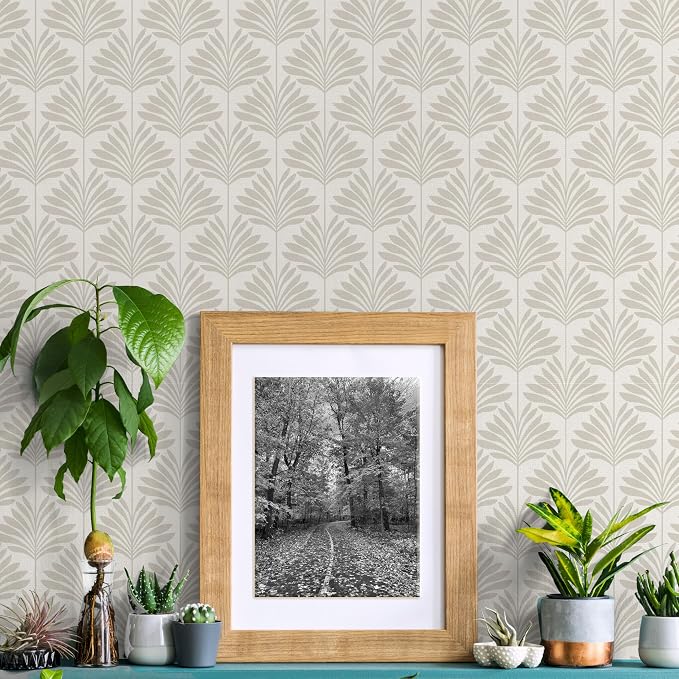Main Street Peel and Stick Wallpaper Sheets, Neutral Palm, 12-Pack | 11 x 16 in sheet size; Covers up to 14.67 sq ft; Eco-friendly paper material; No paste or additional adhesive required - Image 3