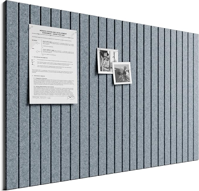 Bumusty 36"x 24" Large Felt Bulletin Board Tiles,Blue Gray | 6-Pack Cork Board Alternative, Wall Decor, 30 Pushpins, 30 Adhesive Tabs, Vision Board, Office, Classroom, Home, Dorm by BUMUSTY