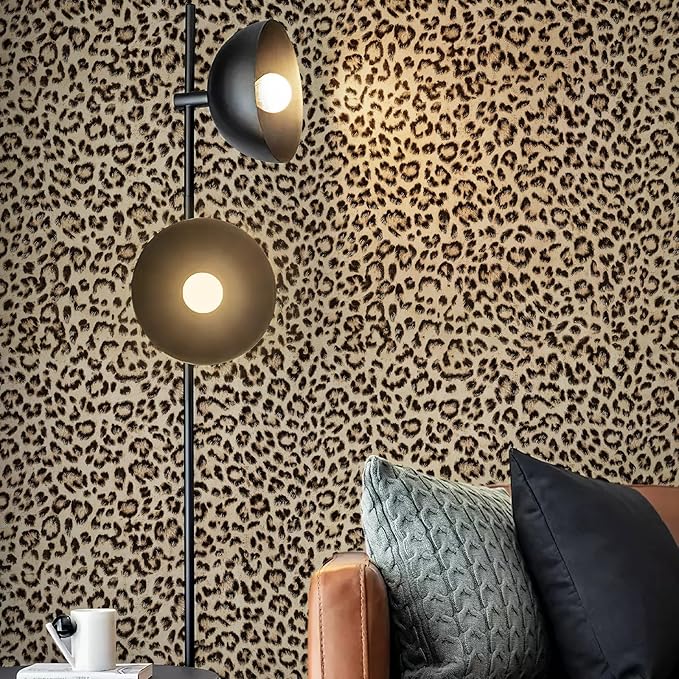 JiffDiff Leopard Print Peel and Stick Wallpaper, Waterproof Removable Self Adhesive Textured Wall Paper, Yellow Unique Funky Cheetah Contact Paper for Bedroom and Bathroom 240"X17.3"(28.8 sq. ft) by wallpaper