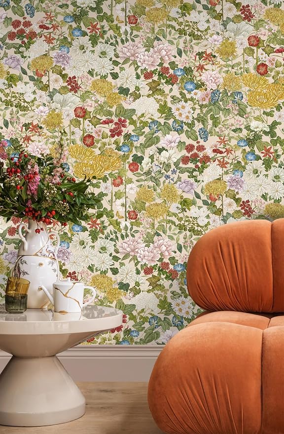 Peel and Stick Wallpaper Floral Contact Paper for Cabinets/Kitchen/Bathroom | Textured Vinyl Stick on Wall paper, Removable, Waterproof, Self-adhesive, Boho, for bedroom/rv/laundry room 17.3" x 118" - Image 3