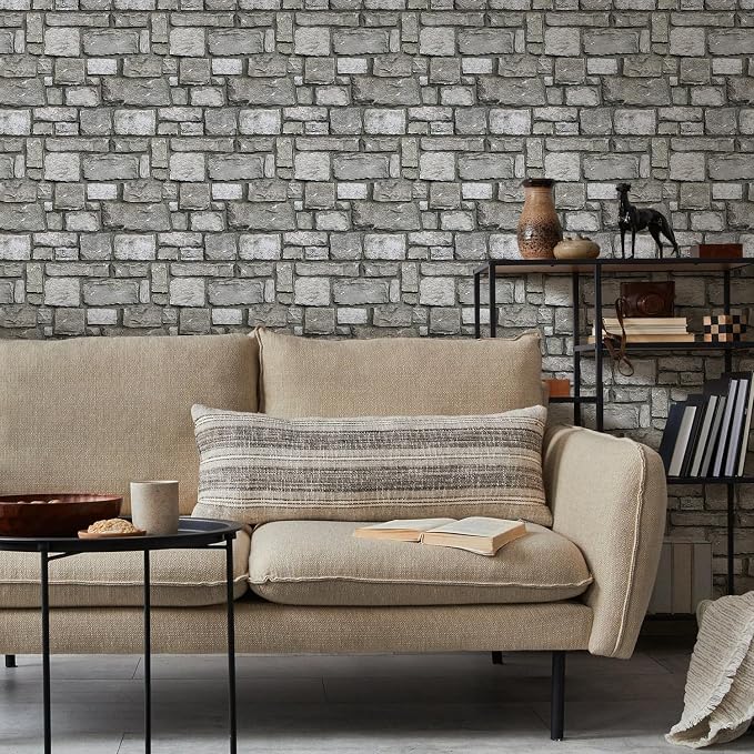 Commomy Faux Stone Peel and Stick Wall Panels | Ultralight Thin PVC Fake Rock Wallpaper DIY Stone Wall Covering Tiles for Kitchen Backsplash,Bedroom (Covers 9.7 sq.ft) - Image 7