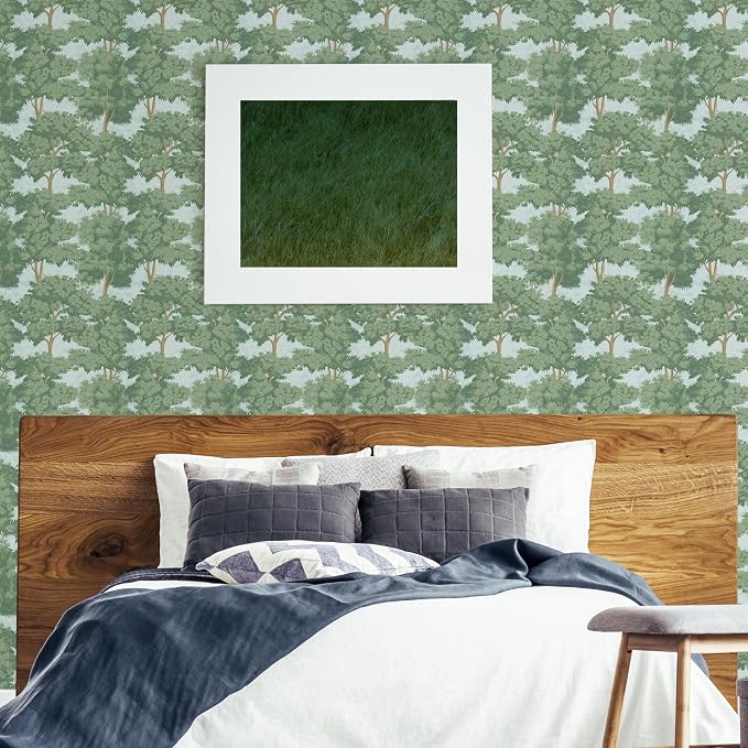 Main Street Peel and Stick Wallpaper Sheets, Toile Forest, 12-Pack | 11 x 16 in sheet size; Covers up to 14.67 sq ft; Eco-friendly paper material; No paste or additional adhesive required - Image 2