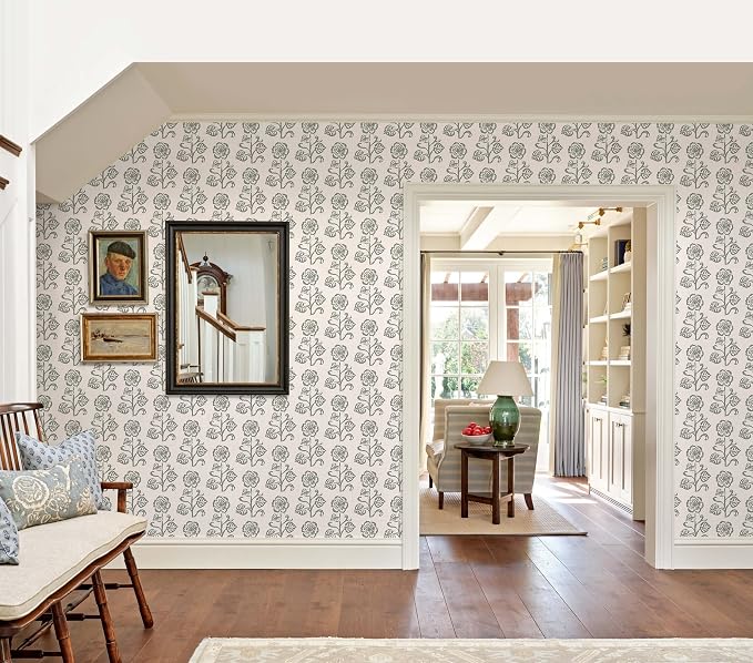 Dimoon Vintage Peel and Stick Wallpaper Beige Taupe Floral Contact Paper 17.3''x78.7'' Retro Cottage Wallpaper Boho Removable Renter Friendly Embossed Wall Paper for Bathroom Bedroom Decor Vinyl - Image 8