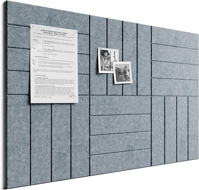 Bumusty 36"x 24" Large Felt Bulletin Board Tiles, Blue Gray | 6-Pack Cork Board Alternative, Wall Decor, 30 Pushpins, 30 Adhesive Tabs, Vision Board, Office, Classroom, Home, Dorm by BUMUSTY