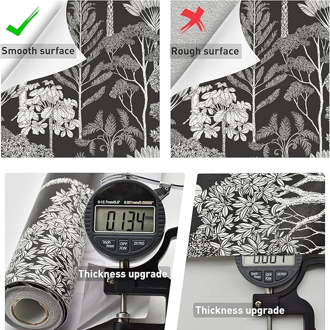 Forest Peel and Stick Wallpaper Boho Tree Black 17.3inW197inL | Vintage Vinyl Self Adhesive Wallpaper, Removable,Easy Match, Moody Dark Bedroom Bathroom Living Room Wall Decor Waterproof - Image 3