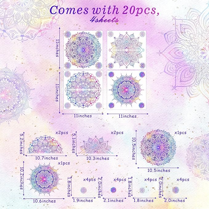 Purple Mandala Wall Stickers Mandala Decal for Window Modern Wall Art Mural | Headboard vinyl decoration, lotus peel and stick, removable, self adhesive, for bedroom living room yoga room home gym decor - Image 2