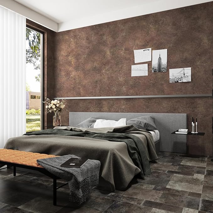 48x197in Extra Wide Concrete Wallpaper Peel and Stick Retro Brick Red Granite Countertop Contact Paper Brown Rock Wall Paper Matte Thick Bubble-Free Design Waterproof Self-Adhesive Vinyl Wall Stickers - Image 3