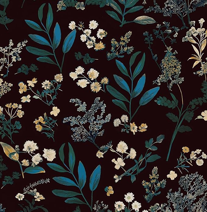 Laatse Vintage Floral Peel and Stick Wallpaper 17.5'' x 118'', Green Blue | Self Adhesive/Removable/Waterproof/Thick Vinyl Contact Paper for Bathroom Bedroom Shelf Cabinet Drawer,Prepasted,Easy Peel by Laatse
